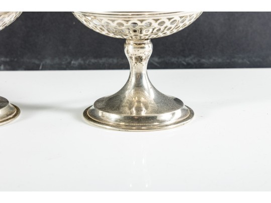 Pair Of Sterling Silver & Glass Dessert Cups