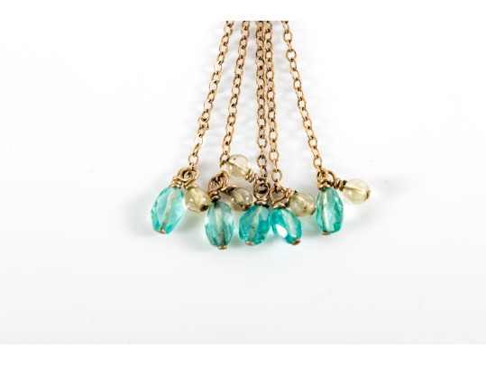 !4K Yellow Gold Necklace With Glass Beads