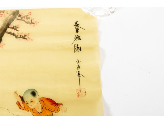 Pair Of Antique Chinese Silk Paintings