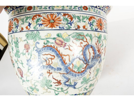 19th Century Chinese Export Rose Famille Koi Fish Planter