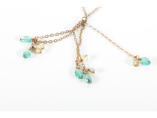 !4K Yellow Gold Necklace With Glass Beads