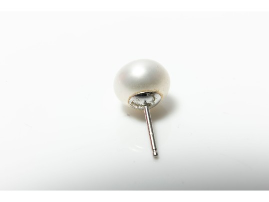 Sterling Silver Cultured Button Pearl Stud Earrings