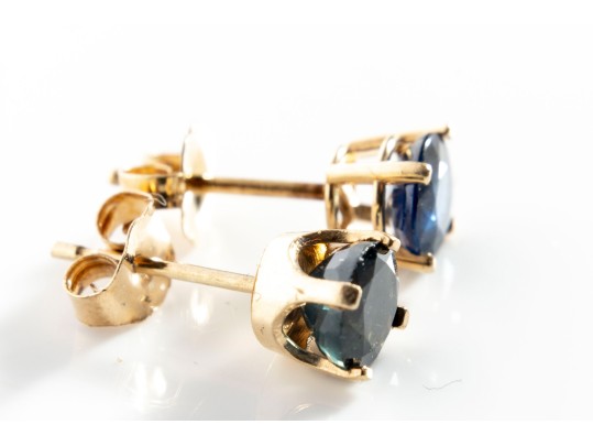 14k Yellow Gold Sapphire Stud Earrings