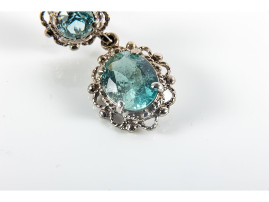 14K Gold Palladium Plated Aquamarine Earrings