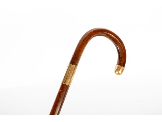 Vintage Shreve & Co. 14K Gold Accented Wood Cane