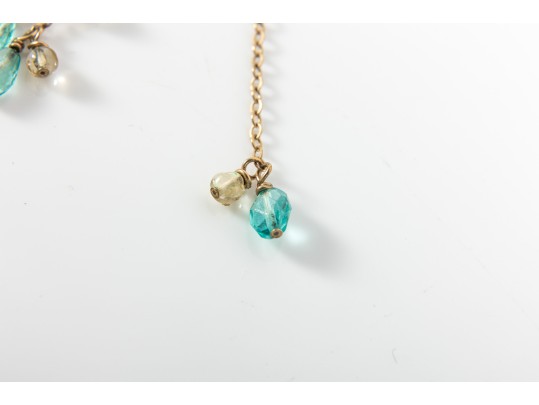!4K Yellow Gold Necklace With Glass Beads