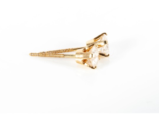 14k Yellow Gold Moissanite Stud Earrings