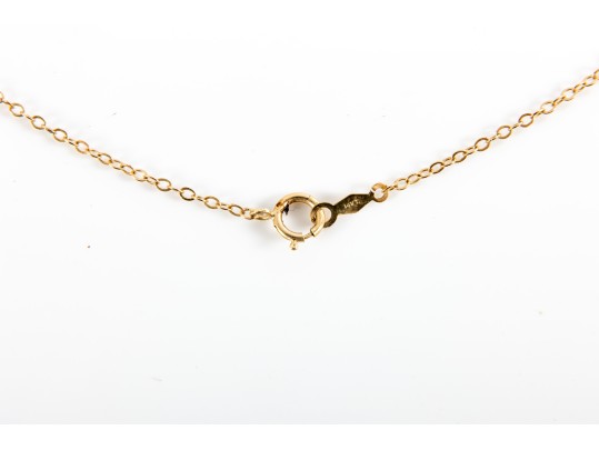 !4K Yellow Gold Necklace With Glass Beads