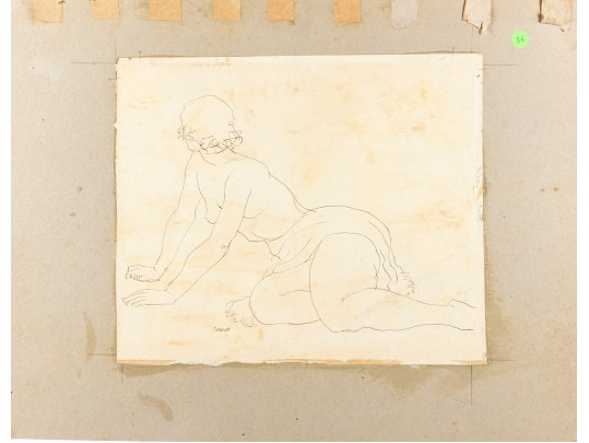 William Shock (American, 1913 - 1976) Nude Sketch Art 