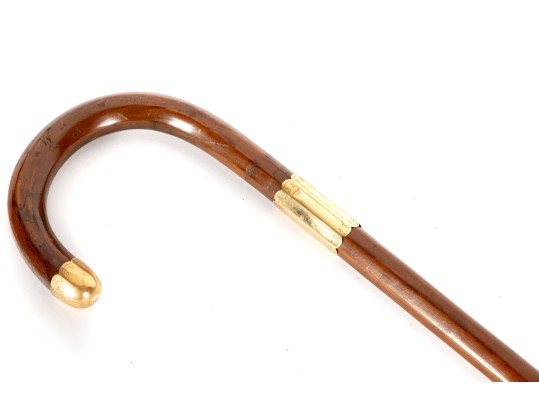 Vintage Shreve & Co. 14K Gold Accented Wood Cane