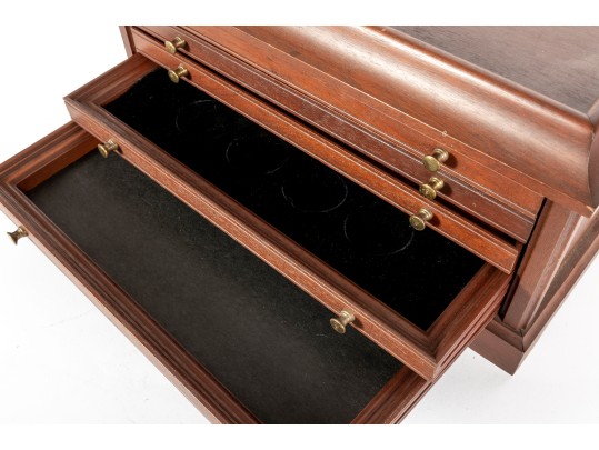 Mahogany 5 Drawer Coin Collectors Box Case