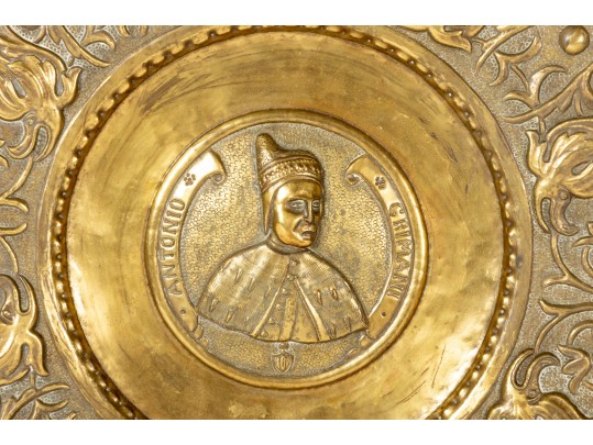 Commemorative Brass Relief Plate Honoring Antonio Grimani