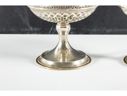 Pair Of Sterling Silver & Glass Dessert Cups