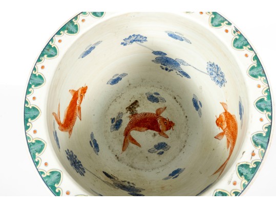 19th Century Chinese Export Rose Famille Koi Fish Planter
