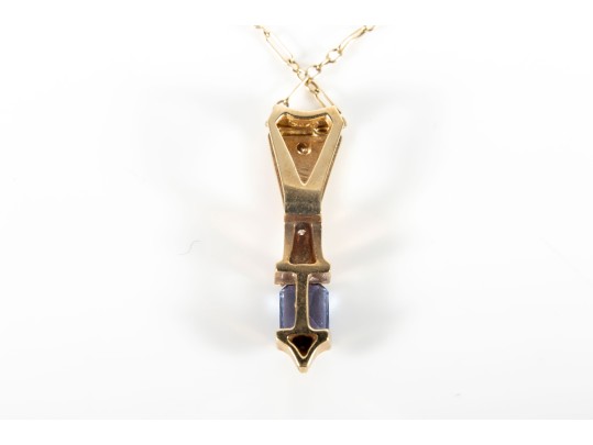 14k Yellow Gold Tanzanite And Diamond Pendant Necklace