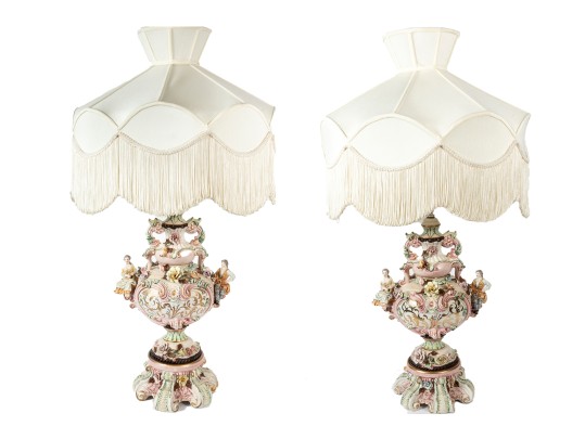 Vintage Italian Benrose Porcelain Table Lamps