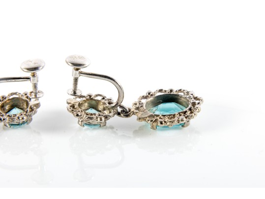 14K Gold Palladium Plated Aquamarine Earrings