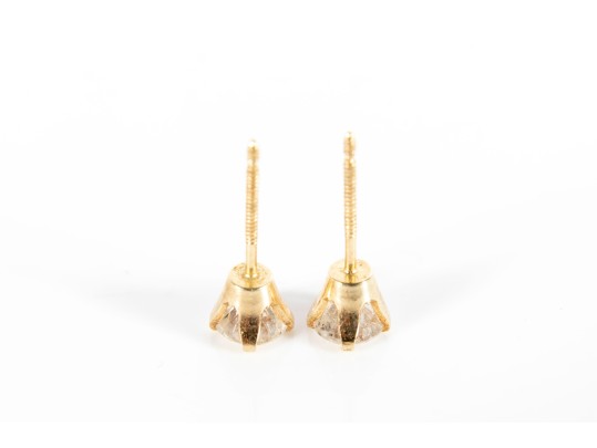 14k Yellow Gold Moissanite Stud Earrings