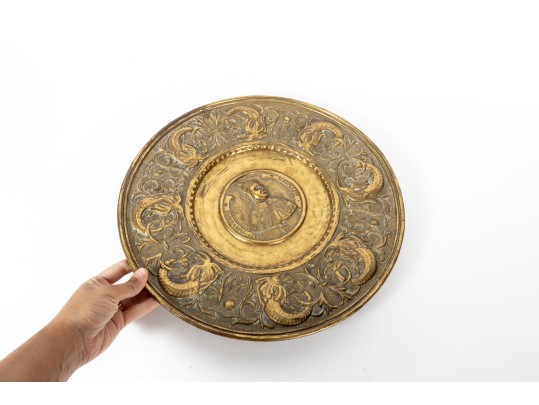 Commemorative Brass Relief Plate Honoring Antonio Grimani