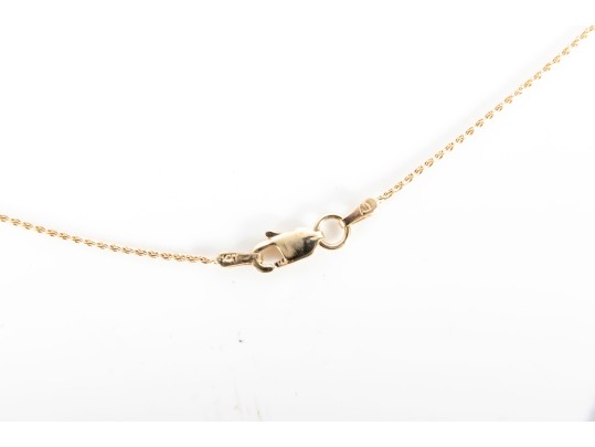 14K Yellow Gold White Zircona Pendant Necklace