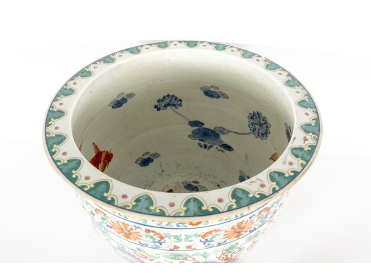 19th Century Chinese Export Rose Famille Koi Fish Planter