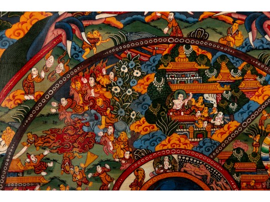 Bhavacakra Tibetan Thangka Textile Painting