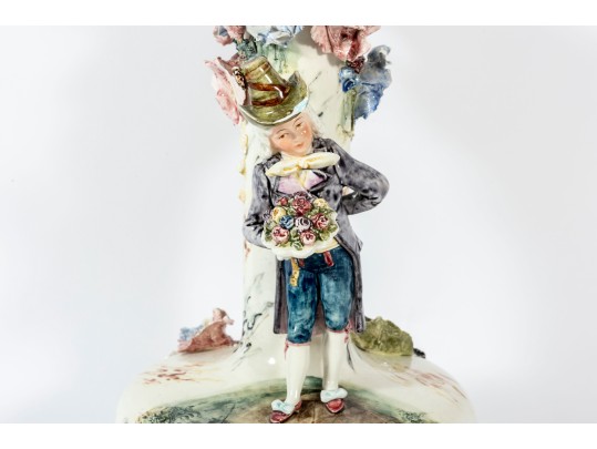 Vintage Capodimonte Style Floral Slip Vase