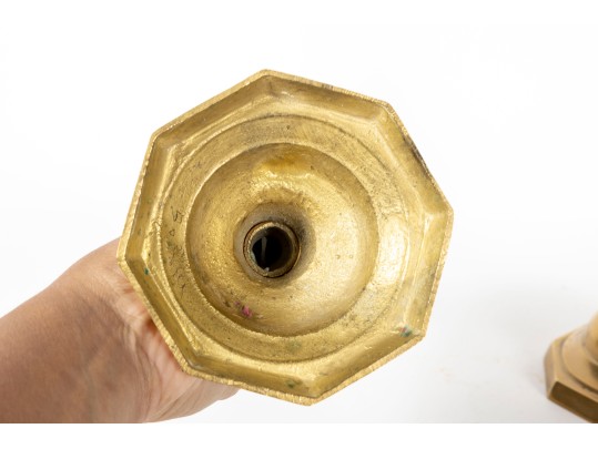 Pair Of Vintage Cast Brass Candlestick Holders