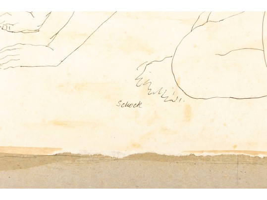 William Shock (American, 1913 - 1976) Nude Sketch Art 