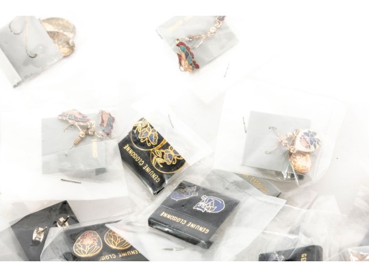 Large Collection Of Cloisonne Earrings
