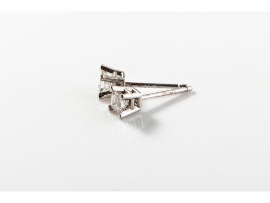 14k White Gold Princess Moissanite Stud Earrings