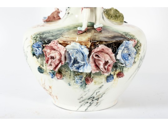 Vintage Capodimonte Style Floral Slip Vase