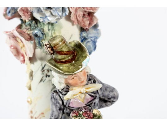 Vintage Capodimonte Style Floral Slip Vase