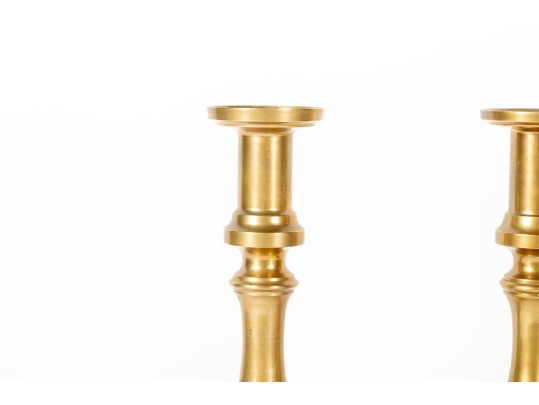 Pair Of Vintage Cast Brass Candlestick Holders