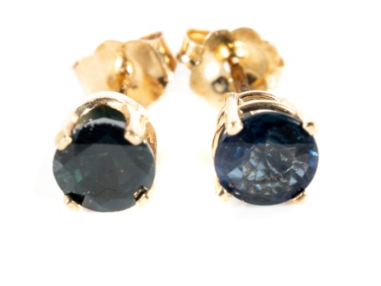14k Yellow Gold Sapphire Stud Earrings