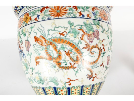 19th Century Chinese Export Rose Famille Koi Fish Planter