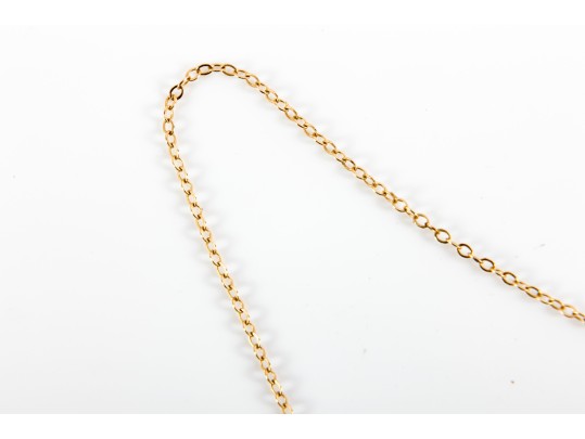 !4K Yellow Gold Necklace With Glass Beads