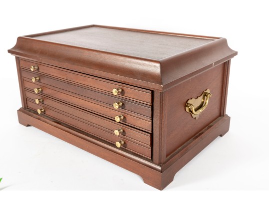 Mahogany 5 Drawer Coin Collectors Box Case