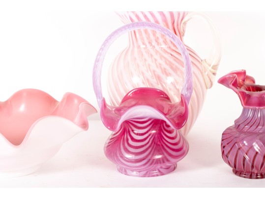 Four Cranberry Glass Items (Including Fenton)