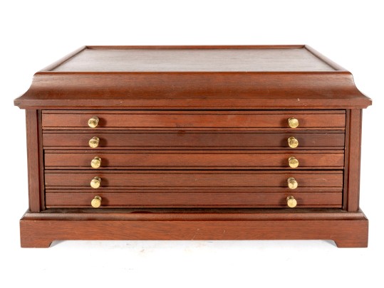 Mahogany 5 Drawer Coin Collectors Box Case