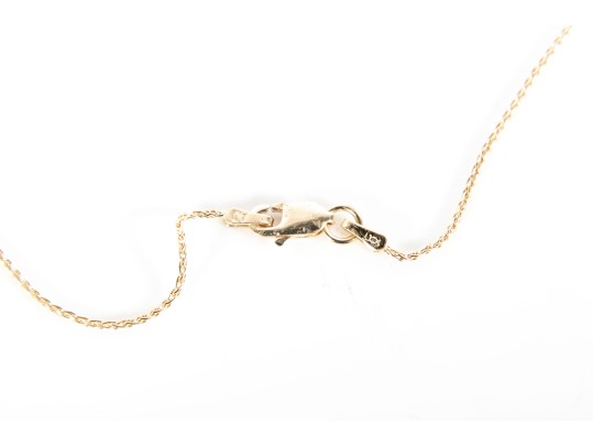 14K Yellow Gold White Zircona Pendant Necklace