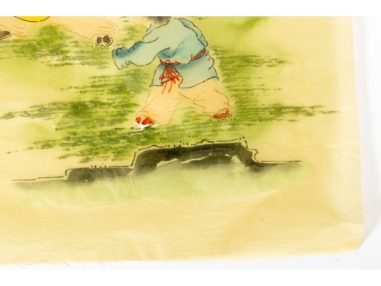 Pair Of Antique Chinese Silk Paintings