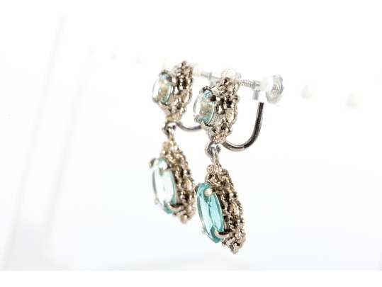 14K Gold Palladium Plated Aquamarine Earrings