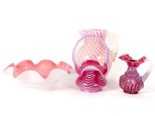 Four Cranberry Glass Items (Including Fenton)