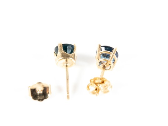 14k Yellow Gold Sapphire Stud Earrings
