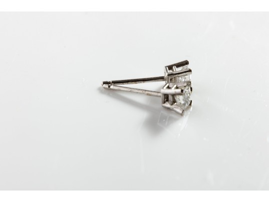 14k White Gold Princess Moissanite Stud Earrings