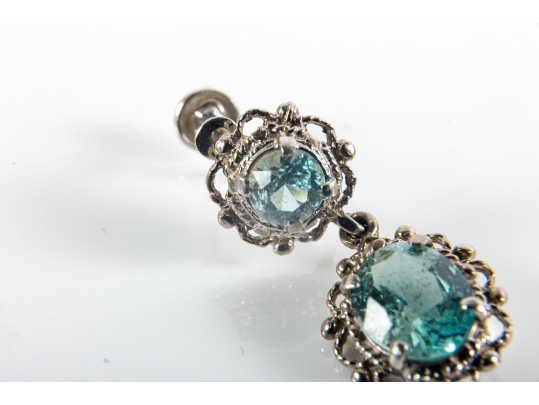 14K Gold Palladium Plated Aquamarine Earrings