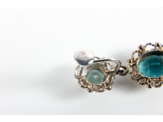 14K Gold Palladium Plated Aquamarine Earrings