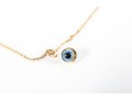 14k Yellow Gold Dainty Glass Evil Eye Pendant Necklace
