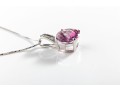 14k White Gold Pink Topaz Doublet And Diamond Pendant Necklace